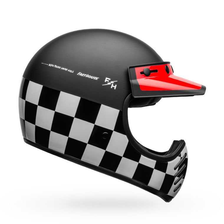 Main image of 2022 Bell Moto-3 Fasthouse Checkers Helmet (Black/White/Red)