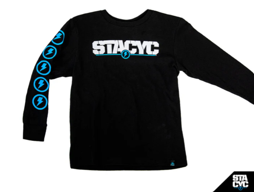 STACYC Kids Long Sleeve Logo Tee in Black