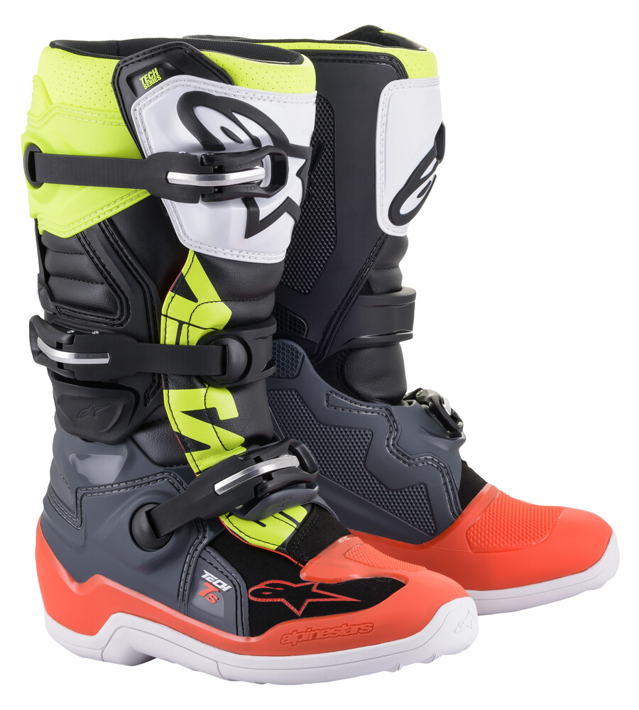 2021 Alpinestars Tech 7S Youth Boots (Red/Yellow): AOMC.mx