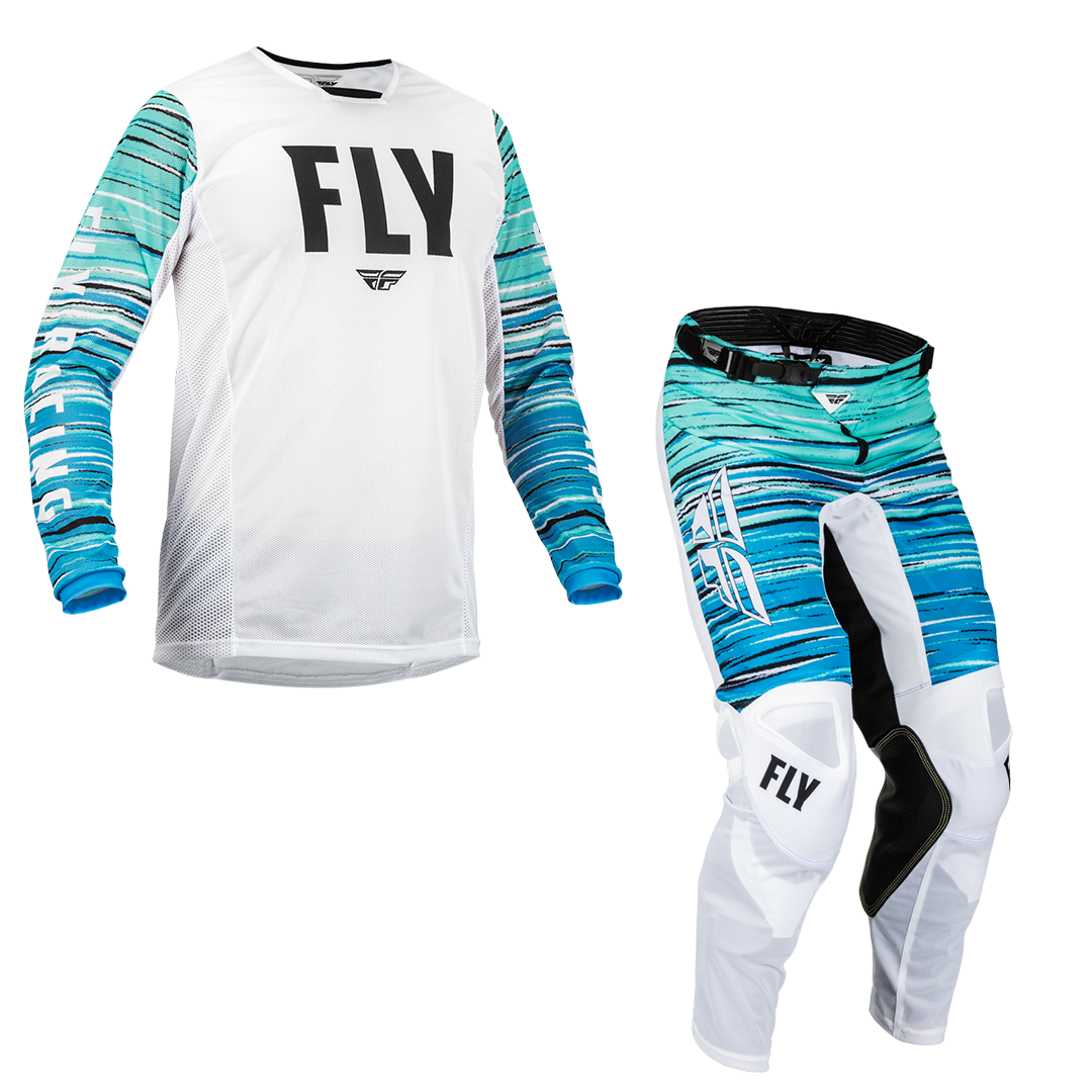 2023 Fly Racing Kinetic Mesh Gear Set (White/Blue)