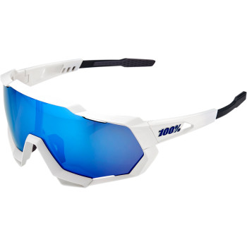 Main image of 100% Speedtrap Performance Sunglasses (White/Blue Mirror)