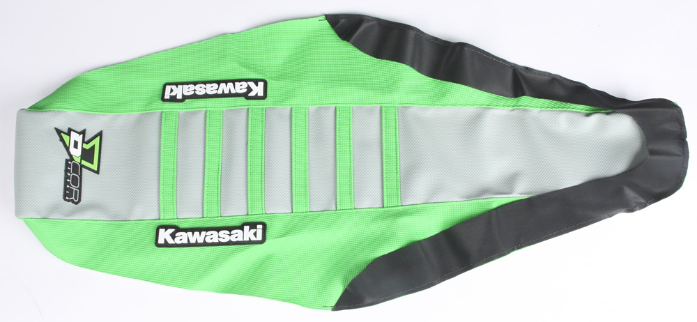 Main image of D'Cor Kawasaki KXF Seat Cover (Green/Gray)