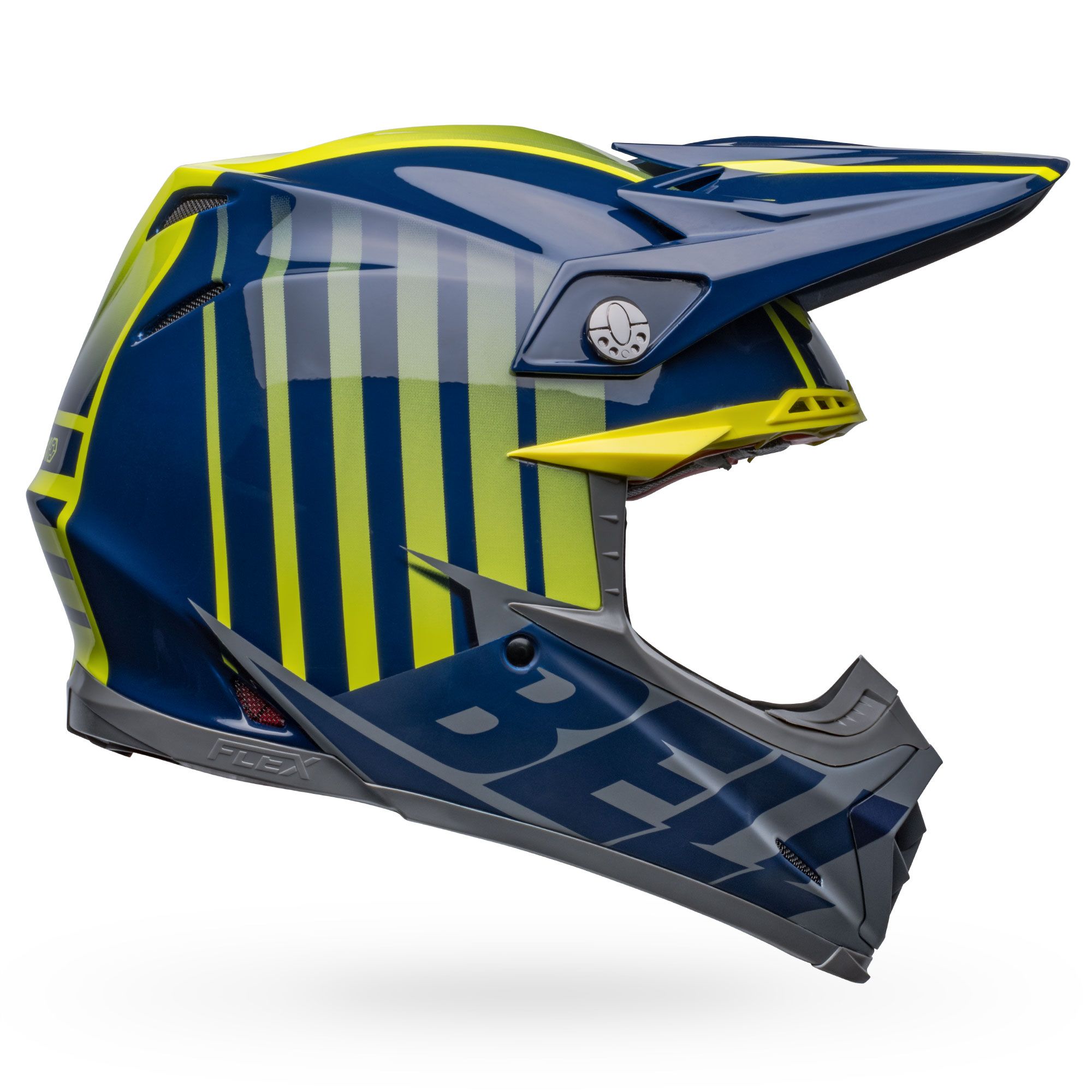 Main image of 2022 Bell Moto-9s Flex Sprint Matte Gloss Helmet (Blue/Hi-Vis Yellow)