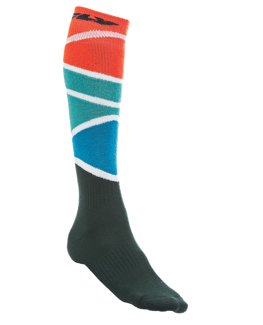 Main image of Fly Racing Thick MX Socks (Orange/Teal/Black)