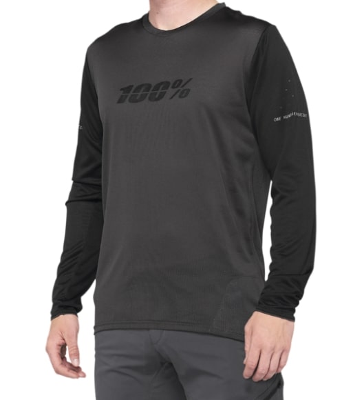 Main image of 100% Long Sleeve Ridecamp Jersey (Black/Gray)