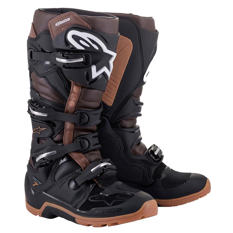 2022 Alpinestars Tech 7 Enduro Boots (Black/Dark Brown) AOMC.mx