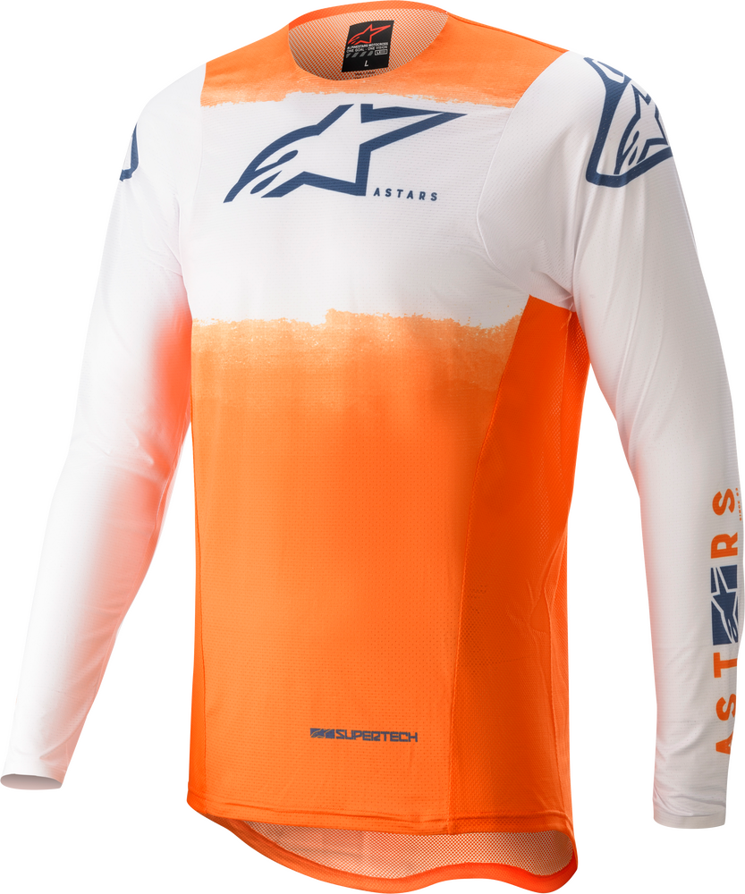 2022 Alpinestars SuperTech Jersey (White/Orange/Blue): AOMC.mx