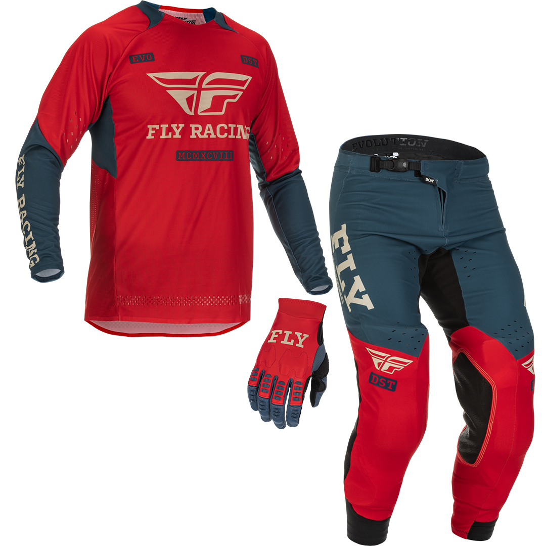 2022 Fly Racing Evolution DST Gear Set (Red/Grey): AOMC.mx