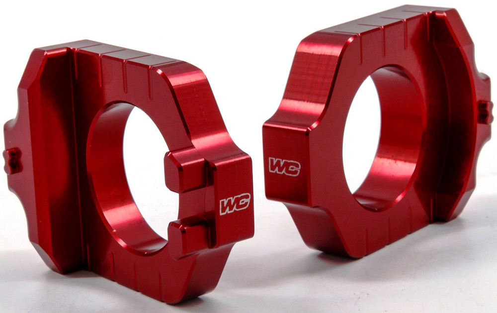 Main image of Works Connection Elite Axle Blocks (Red) RMZ/KX