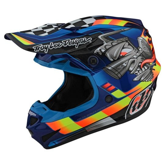 : 2021 Troy Lee Designs Youth SE4 Polyacrylite Helmet (Carb Blue)