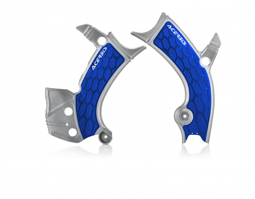 Main image of Acerbis X-Grip Frame Guard (Silver/Blue) YZ250/450F 19-22