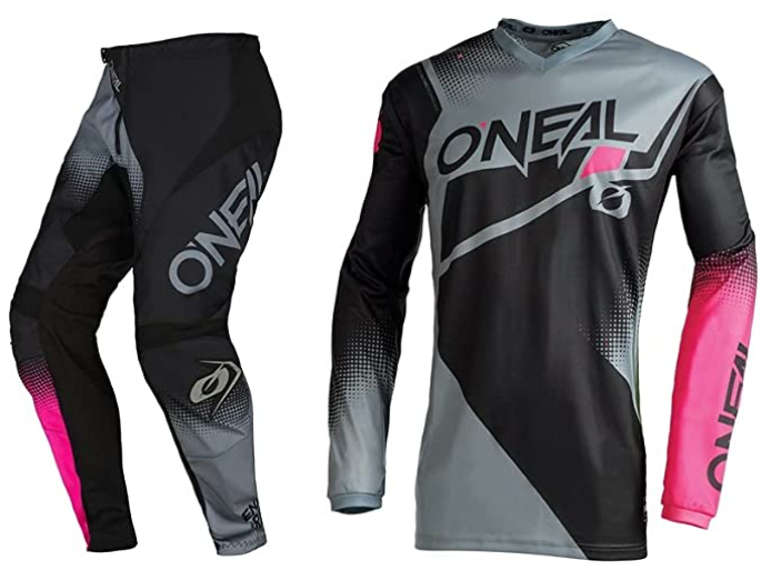 2022 O'Neal Women's Element Raceway Gear Set (Black/Gray/Pink): AOMC.mx