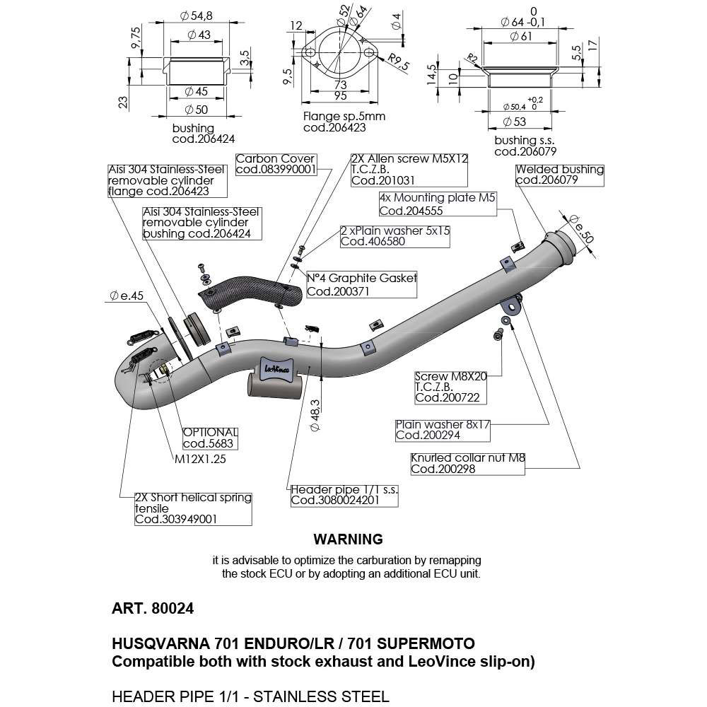 Main image of LeoVince Exhaust Header Husqvarna 701 END/SM 21-22