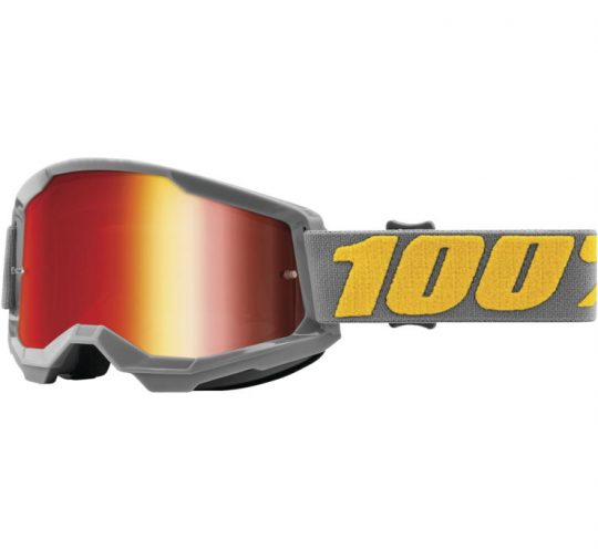 100% Strata Goggles Neon Yellow Gold Mirror Lens MX Motocross Off-Road MTB 