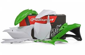 Main image of Polisport Plastic Kit (Green/White) Kawasaki KX85/100 14-21