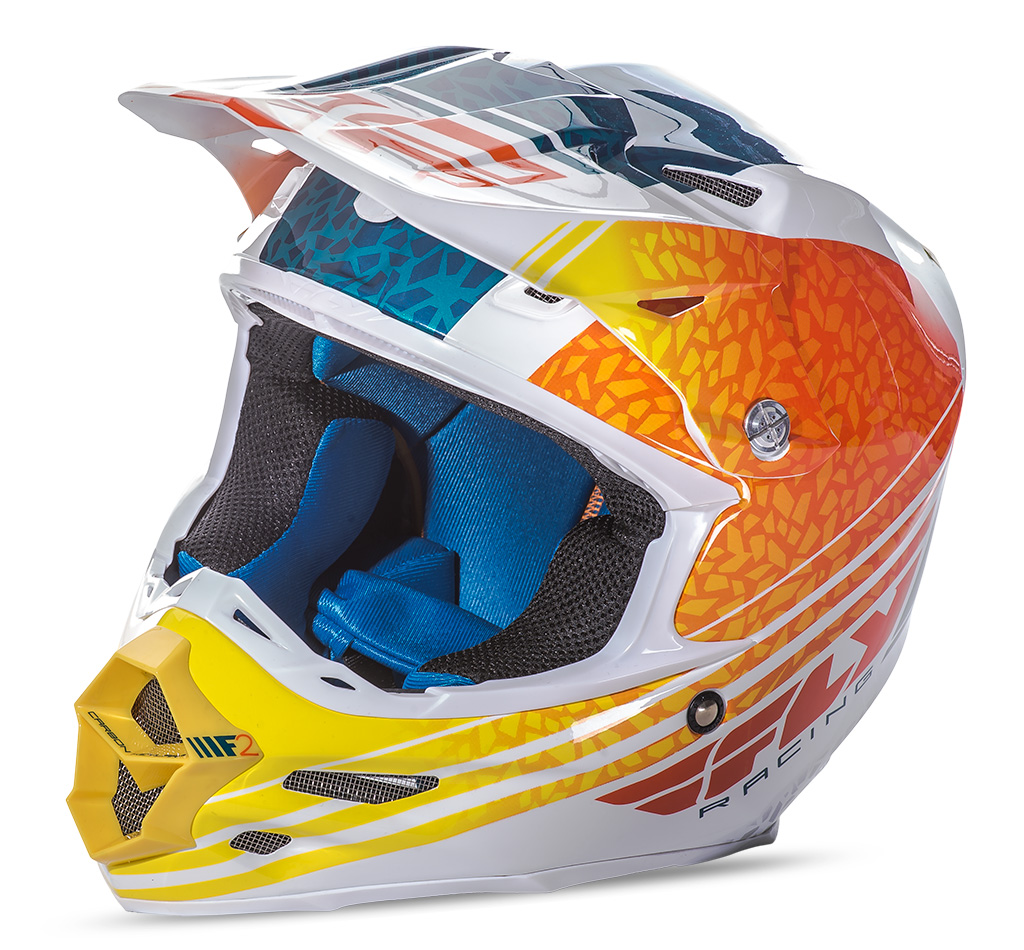 Main image of Fly F2 Carbon Animal Helmet (Org/Wht/Tel)