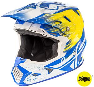Main image of FLY Racing Toxin Resin Helmet with MIPS (White/Yellow/Blue)