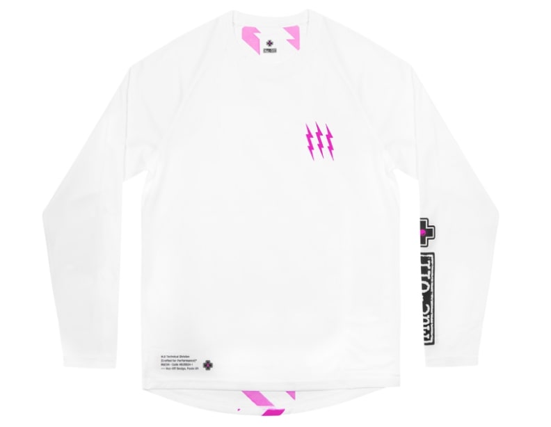 Main image of Muc-Off USA Long Sleeve Riders Jersey (White/Pink)