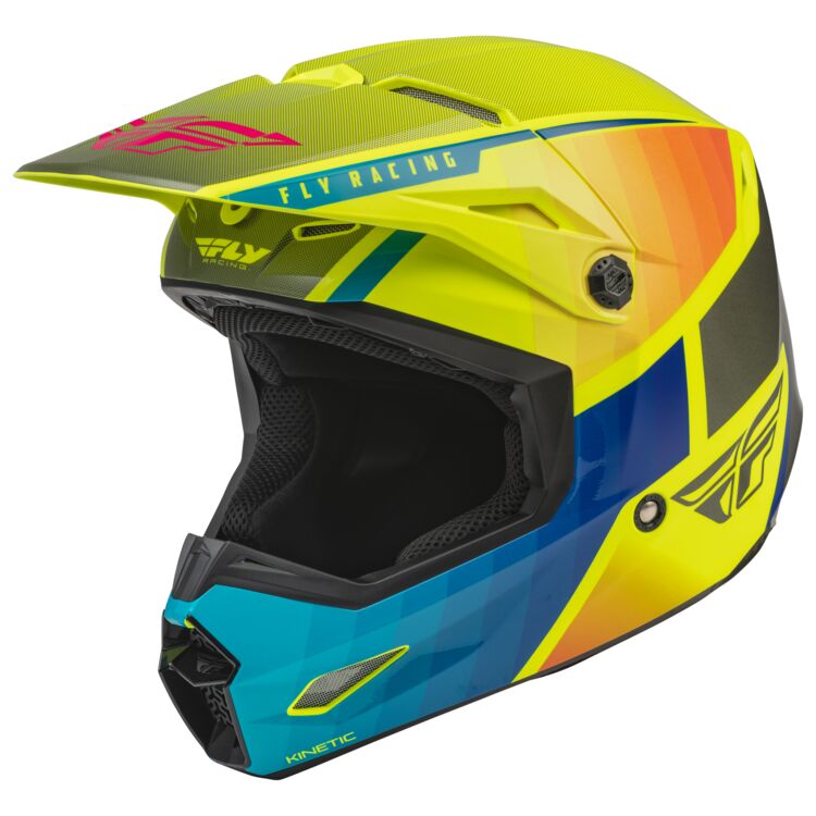 Main image of 2022 Fly Racing Youth Kinetic Drift Helmet (Blue/Yellow)