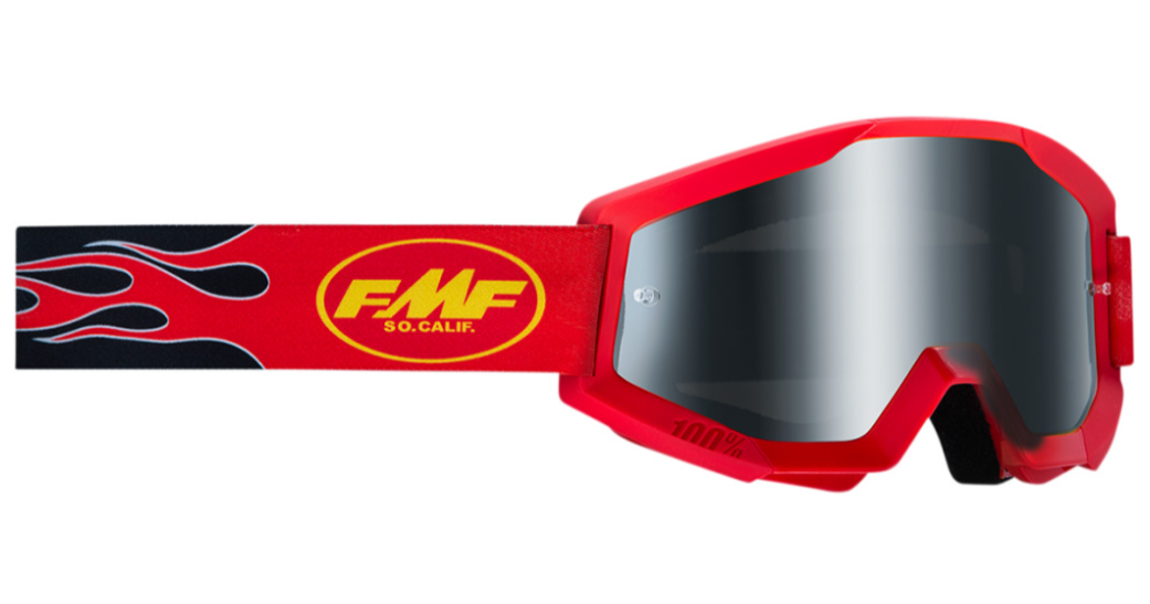 Main image of 2022 FMF Powercore Sand Flame Goggles Red (Smoke)