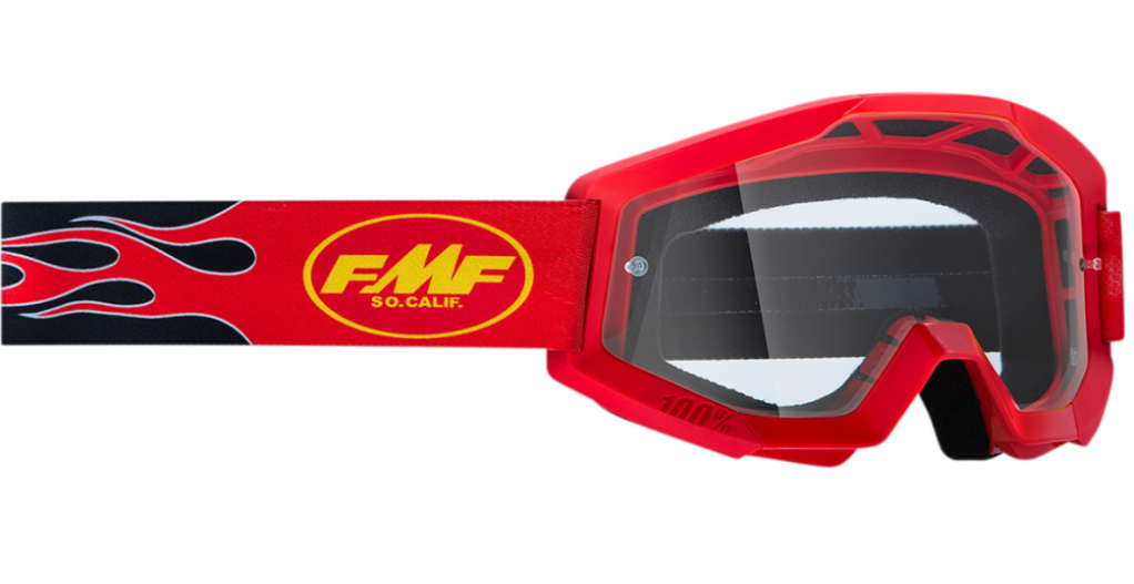 Main image of 2022 FMF Youth Powercore Flame Goggles Red (Clear)