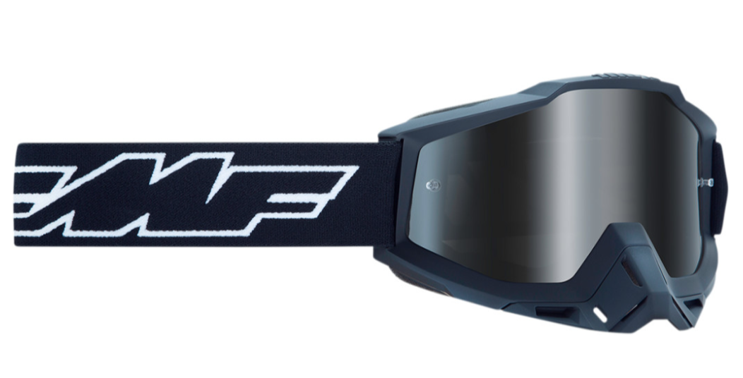 Main image of 2022 FMF Powerbomb Rocket Goggles Black (Silver Mirrored Lens)