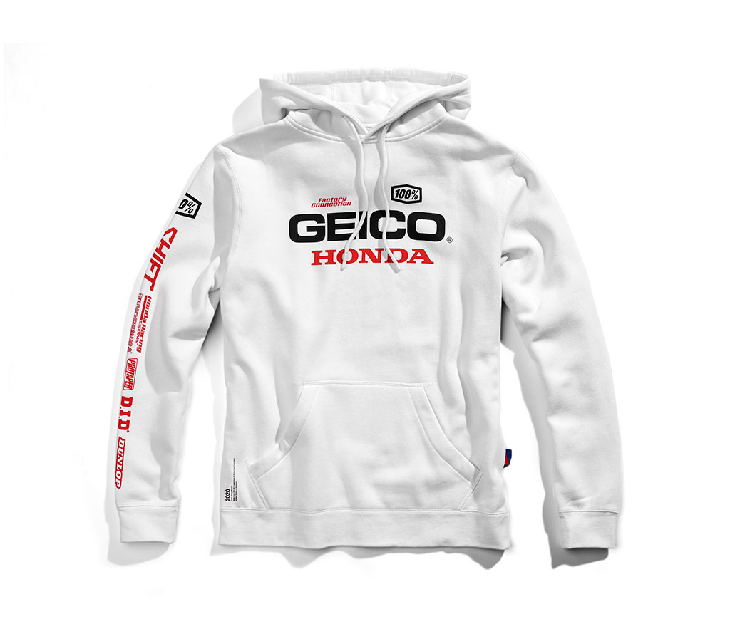 100% Men's 2020 Geico Honda Salvo Hooded Pullover Sweatshirt  Mens