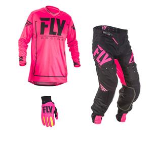 Fly Racing Lite Hydrogen Gear Set (Pink & Black): AOMC.mx