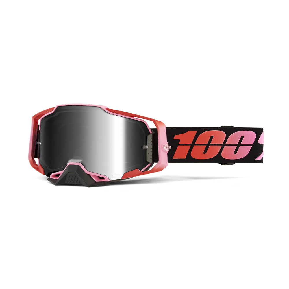 Main image of 100% Armega Guerlin Goggle Silver Mirror Lens (Black/Pink)