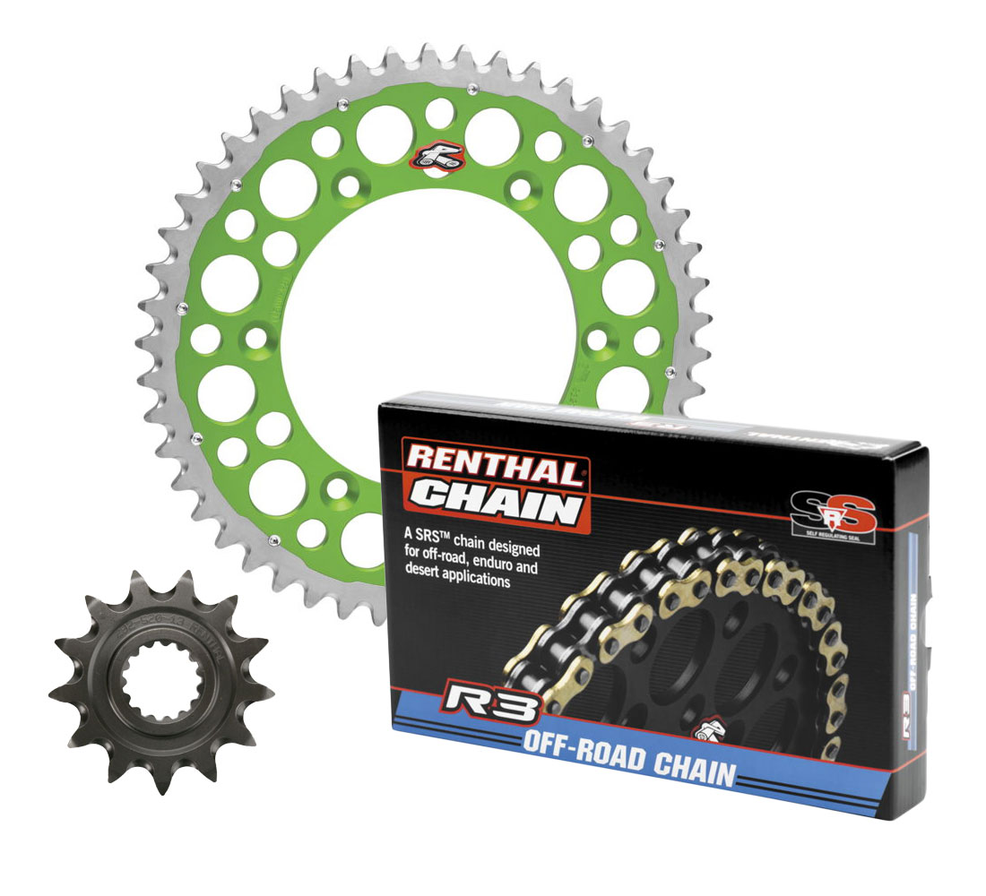 Renthal Grooved Front & Ultralight Rear Sprockets & R3 O-Ring Chain Kit 14/44 SILVER compatible with 2006-on Kawasaki KX250F 